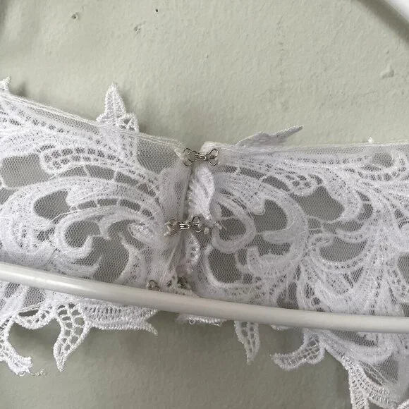 NWT Hebeos white wedding dress formal lace buttons applique women size small - Picture 3 of 14